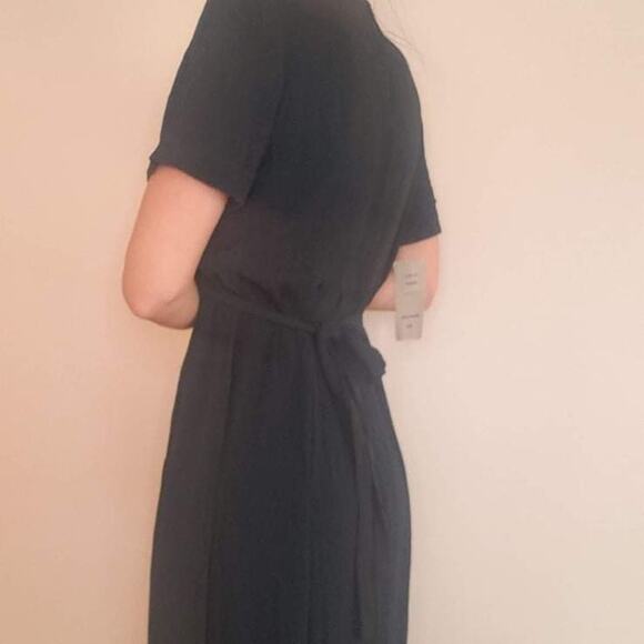 Deadstock Vintage 90s Short Sleeve Midi Dress Green Rosebud Embellishments 10P - Picture 3 of 11